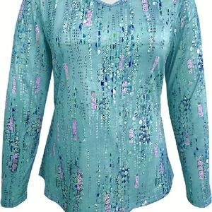 Women's Aqua Patterned Top